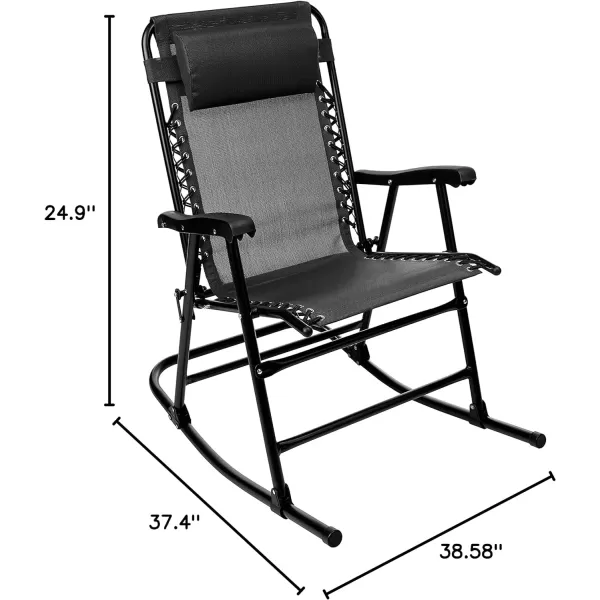 Amazon Basics Outdoor Textilene Zero Gravity Folding Lounge Rocker with Pillow RedBlack Foldable Rocking Chair