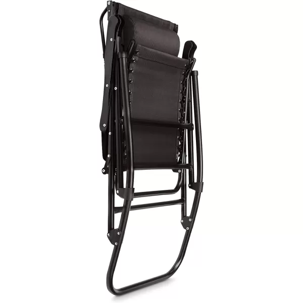 Amazon Basics Outdoor Textilene Zero Gravity Folding Lounge Rocker with Pillow RedBlack Foldable Rocking Chair with Canopy
