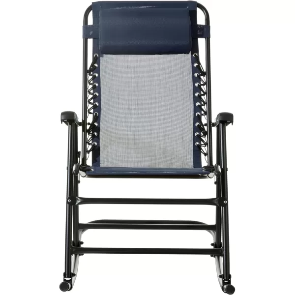 Amazon Basics Outdoor Textilene Zero Gravity Folding Lounge Rocker with Pillow RedNavy Foldable Rocking Chair