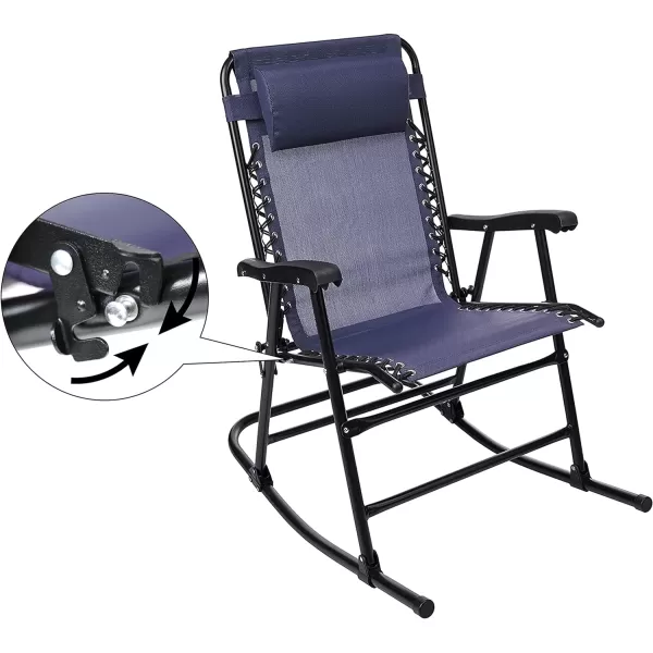 Amazon Basics Outdoor Textilene Zero Gravity Folding Lounge Rocker with Pillow RedNavy Foldable Rocking Chair