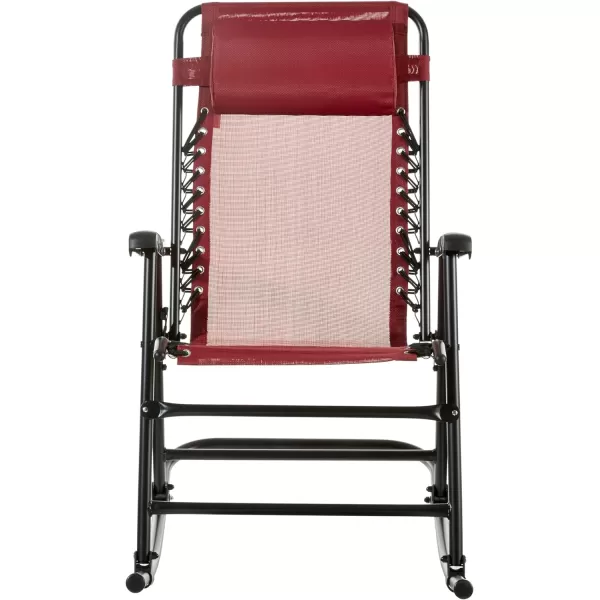 Amazon Basics Outdoor Textilene Zero Gravity Folding Lounge Rocker with Pillow RedRed Foldable Rocking Chair