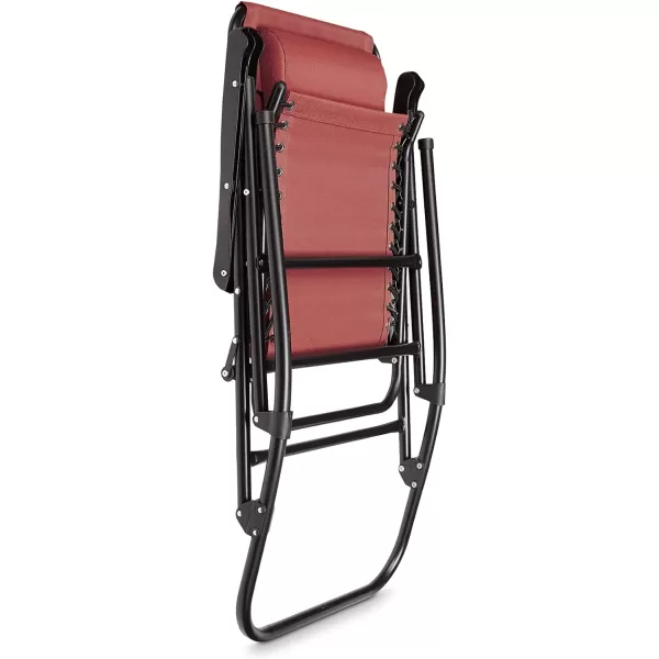 Amazon Basics Outdoor Textilene Zero Gravity Folding Lounge Rocker with Pillow RedRed Foldable Rocking Chair