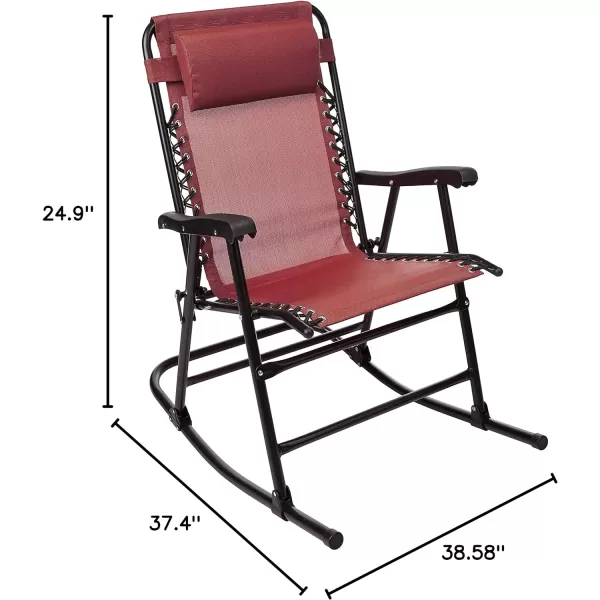 Amazon Basics Outdoor Textilene Zero Gravity Folding Lounge Rocker with Pillow RedRed Foldable Rocking Chair