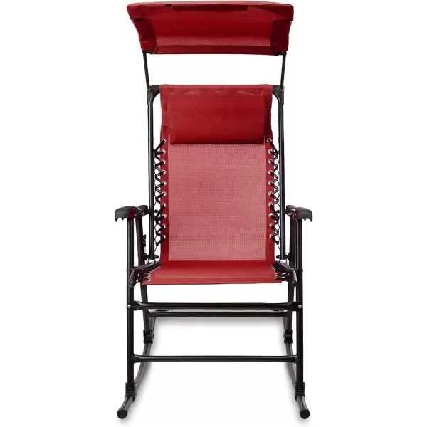 Amazon Basics Outdoor Textilene Zero Gravity Folding Lounge Rocker with Pillow RedRed Foldable Rocking Chair with Canopy