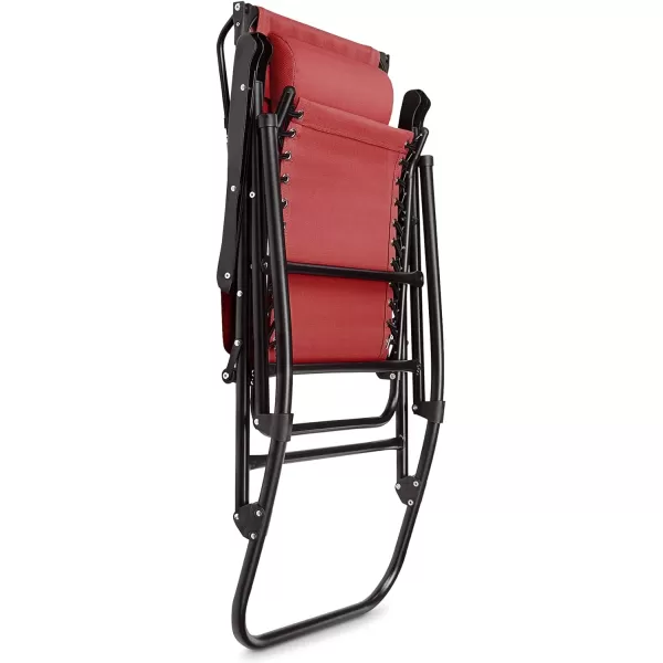 Amazon Basics Outdoor Textilene Zero Gravity Folding Lounge Rocker with Pillow RedRed Foldable Rocking Chair with Canopy