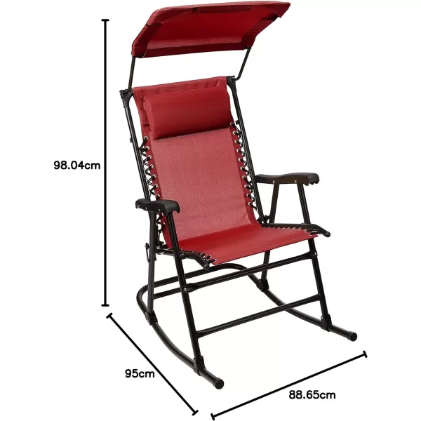 Amazon Basics Outdoor Textilene Zero Gravity Folding Lounge Rocker with Pillow RedRed Foldable Rocking Chair with Canopy