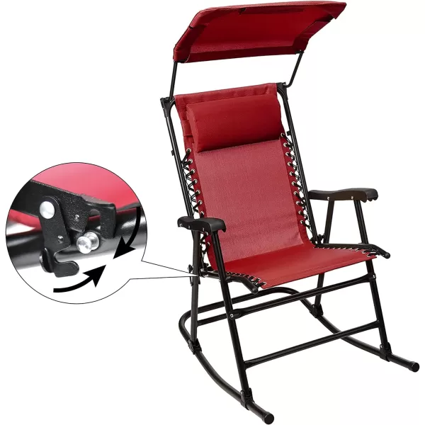 Amazon Basics Outdoor Textilene Zero Gravity Folding Lounge Rocker with Pillow RedRed Foldable Rocking Chair with Canopy