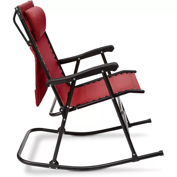 Amazon Basics Outdoor Textilene Zero Gravity Folding Lounge Rocker with Pillow RedRed Foldable Rocking Chair with Canopy