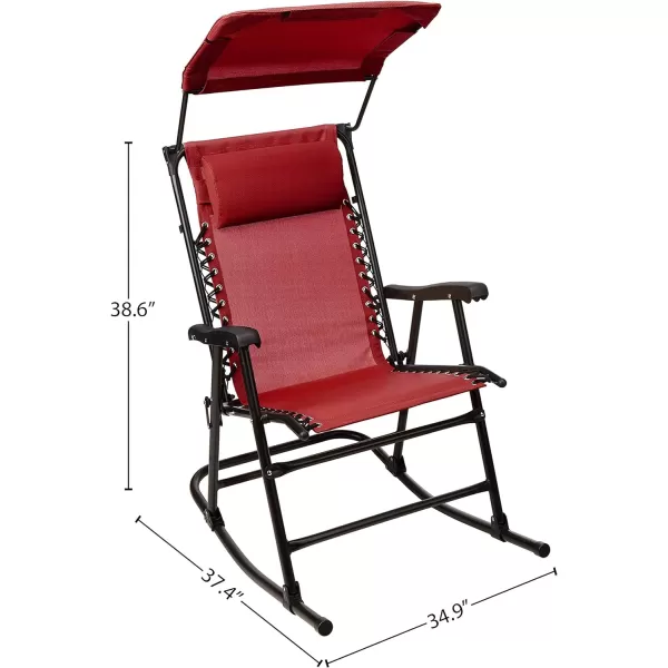 Amazon Basics Outdoor Textilene Zero Gravity Folding Lounge Rocker with Pillow RedRed Foldable Rocking Chair with Canopy