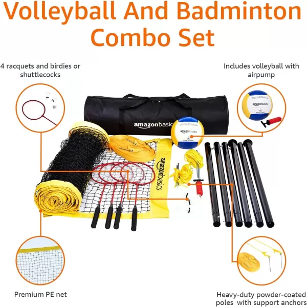 Amazon Basics Outdoor Volleyball and Badminton Combo Set with NetAmazon Basics Outdoor Volleyball and Badminton Combo Set with Net