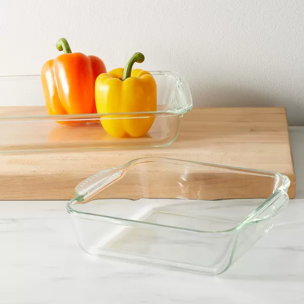 Amazon Basics Oven Safe Glass Baking Dish in Rectangular 3L and Square 2L Sizes  Set of 22Piece Rectangle and Square Set