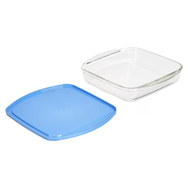 Amazon Basics Oven Safe Glass Baking and Food Storage Dish Set with BPAFree Lids Set of 2 Rectangular 36L and Square 16L2Piece Bakeware Set with Lids