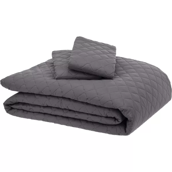 Amazon Basics Oversized Quilt Bed Set Embossed Coverlet and Sham  Twin Beige DiamondDark Grey FullQueen Diamond