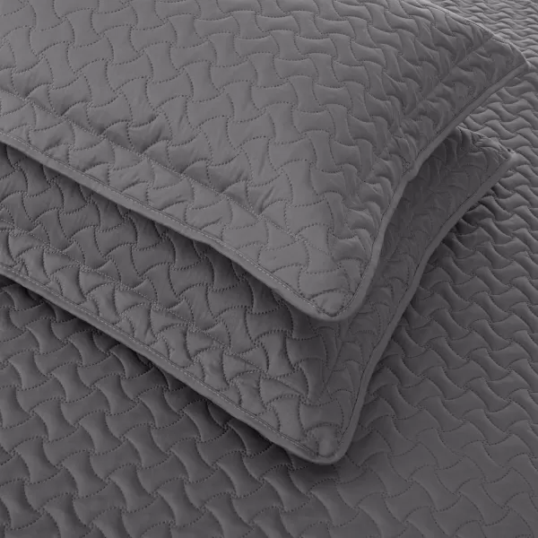 Amazon Basics Oversized Quilt Bed Set Embossed Coverlet and Sham  Twin Beige DiamondDark Grey FullQueen Wave