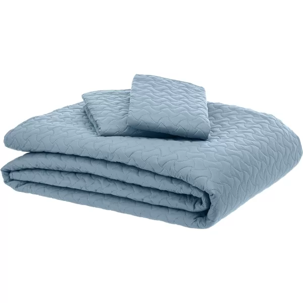 Amazon Basics Oversized Quilt Bed Set Embossed Coverlet and Sham  Twin Beige DiamondSpa Blue FullQueen Wave