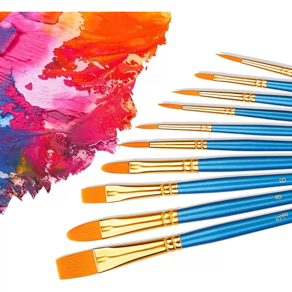 Amazon Basics PBT Paint Brushes for Acrylic Oil Watercolor 10 Different Sizes Brush Set BlueAmazon Basics PBT Paint Brushes for Acrylic Oil Watercolor 10 Different Sizes Brush Set Blue
