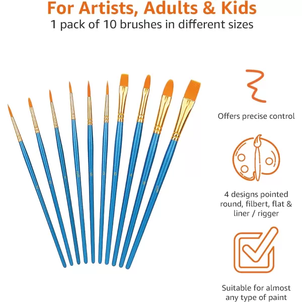 Amazon Basics PBT Paint Brushes for Acrylic Oil Watercolor 10 Different Sizes Brush Set BlueAmazon Basics PBT Paint Brushes for Acrylic Oil Watercolor 10 Different Sizes Brush Set Blue