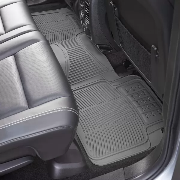 Amazon Basics PVC Faux Rubber All Weather Car Floor Mats Universal Waterproof Flexible Trim To Fit for 95 Automotive SUV Sedans Trucks Pack of 3 Solid BeigeGray