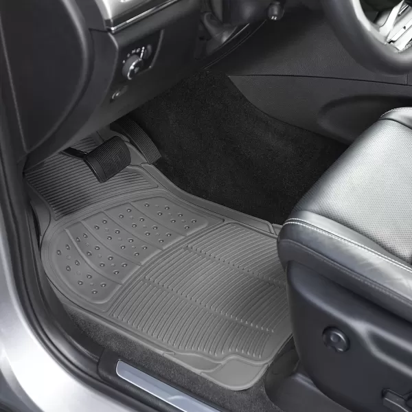Amazon Basics PVC Faux Rubber All Weather Car Floor Mats Universal Waterproof Flexible Trim To Fit for 95 Automotive SUV Sedans Trucks Pack of 3 Solid BeigeGray