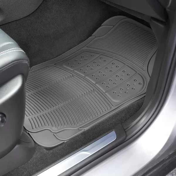 Amazon Basics PVC Faux Rubber All Weather Car Floor Mats Universal Waterproof Flexible Trim To Fit for 95 Automotive SUV Sedans Trucks Pack of 3 Solid BeigeGray