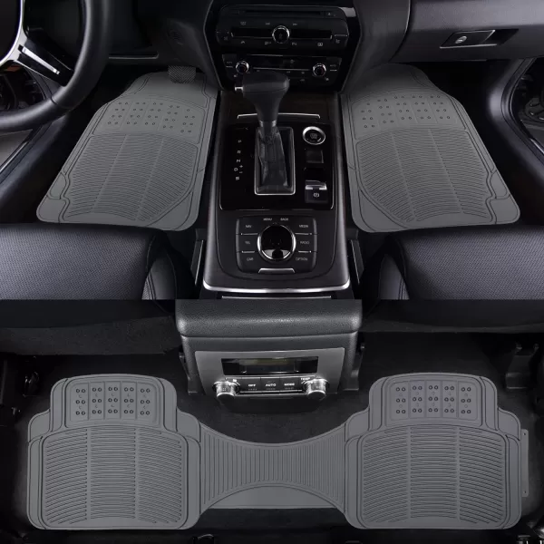Amazon Basics PVC Faux Rubber All Weather Car Floor Mats Universal Waterproof Flexible Trim To Fit for 95 Automotive SUV Sedans Trucks Pack of 3 Solid BeigeGray