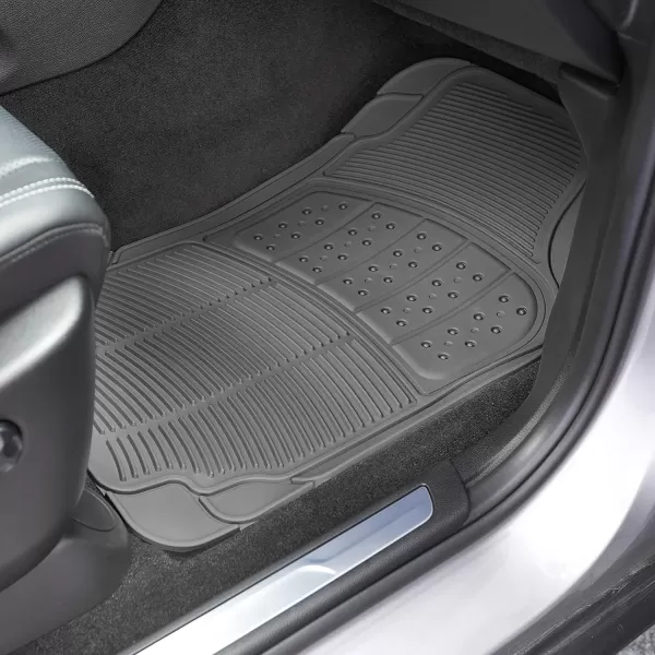 Amazon Basics PVC Faux Rubber All Weather Car Floor Mats Universal Waterproof Flexible Trim To Fit for 95 Automotive SUV Sedans Trucks Pack of 3 Solid BeigeGray