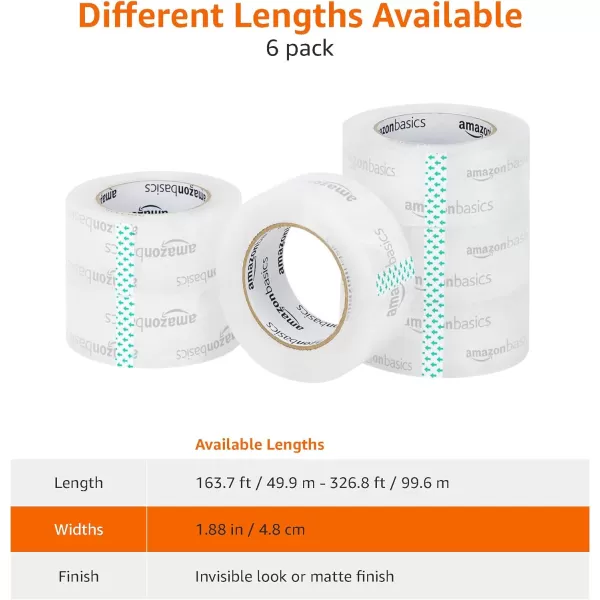 Amazon Basics Packing Tape Designed for Moving Storage and Packing Shipping and Mailing 188Inch Wide x 109 Yards Crystal Clear 6Pack109 Yards 6Pack