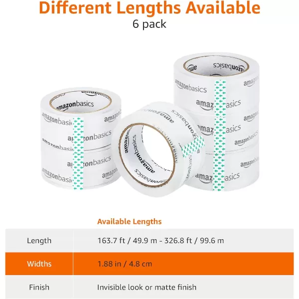 Amazon Basics Packing Tape Designed for Moving Storage and Packing Shipping and Mailing 188Inch Wide x 109 Yards Crystal Clear 6Pack546 Yards 6Pack