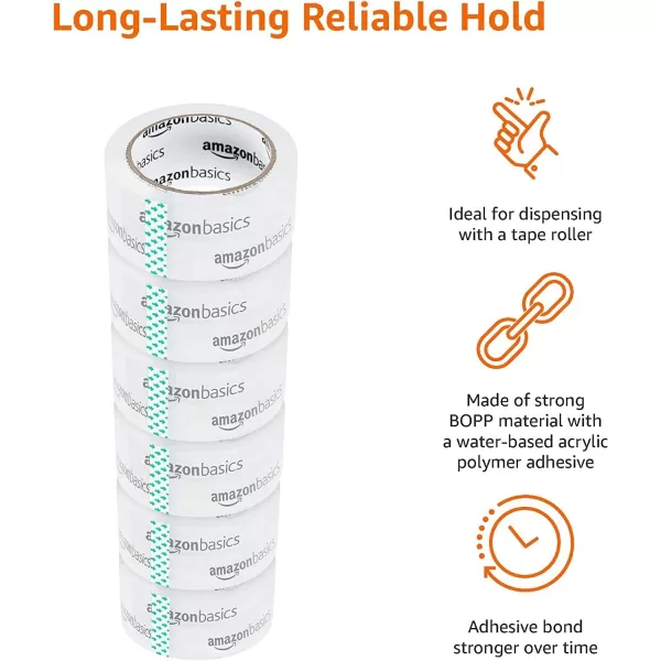 Amazon Basics Packing Tape Designed for Moving Storage and Packing Shipping and Mailing 188Inch Wide x 109 Yards Crystal Clear 6Pack546 Yards 6Pack