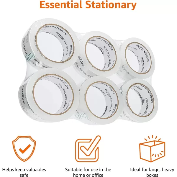Amazon Basics Packing Tape Designed for Moving Storage and Packing Shipping and Mailing 188Inch Wide x 109 Yards Crystal Clear 6Pack546 Yards 6Pack