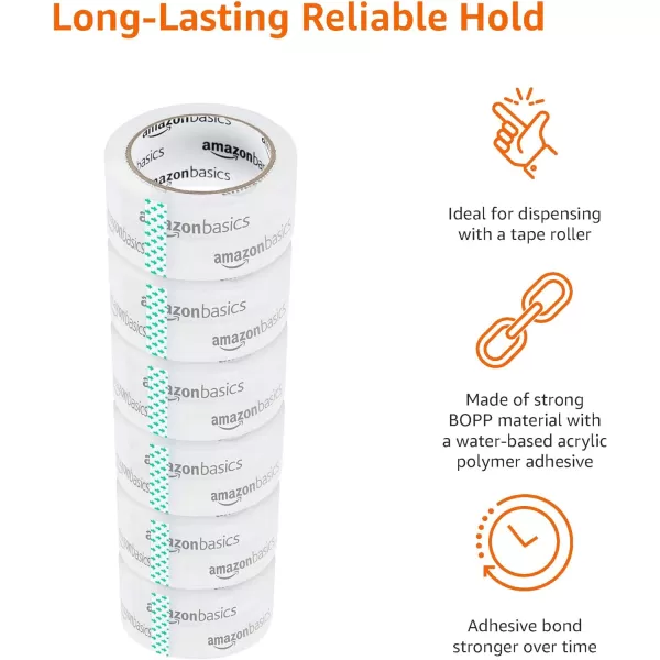 Amazon Basics Packing Tape Designed for Moving Storage and Packing Shipping and Mailing 188Inch Wide x 109 Yards Crystal Clear 6Pack546 Yards 6Pack