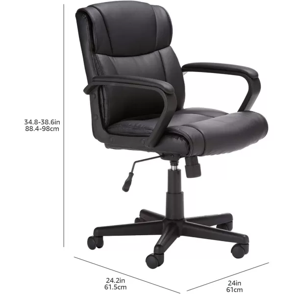 Amazon Basics Padded Office Desk Chair with Armrests Adjustable HeightTilt 360Degree Swivel 275 Pound Capacity 24 x 242 x 348 Inches BlackBlack