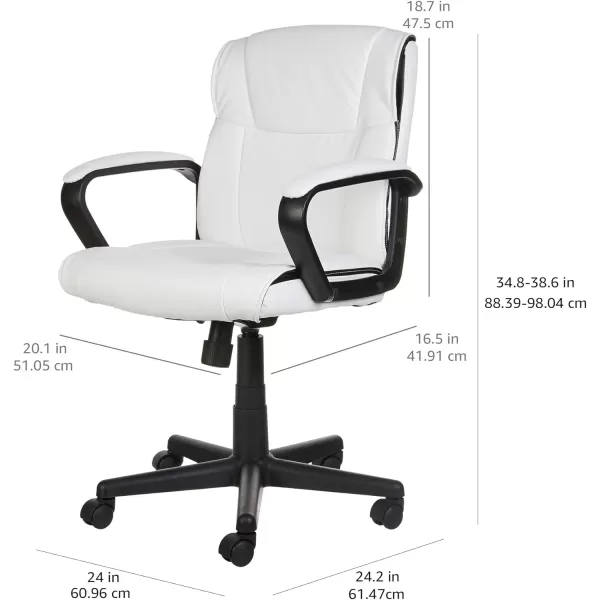 Amazon Basics Padded Office Desk Chair with Armrests Adjustable HeightTilt 360Degree Swivel 275 Pound Capacity 24 x 242 x 348 Inches BlackWhite