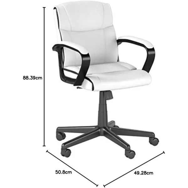 Amazon Basics Padded Office Desk Chair with Armrests Adjustable HeightTilt 360Degree Swivel 275 Pound Capacity 24 x 242 x 348 Inches BlackWhite