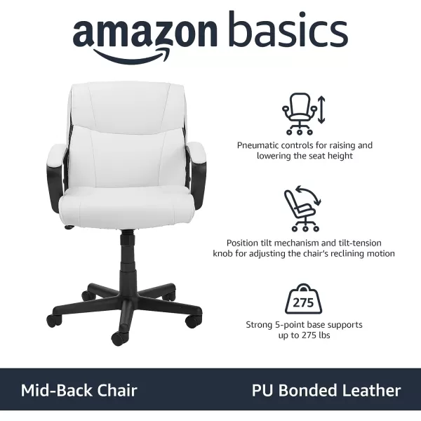 Amazon Basics Padded Office Desk Chair with Armrests Adjustable HeightTilt 360Degree Swivel 275 Pound Capacity 24 x 242 x 348 Inches BlackWhite