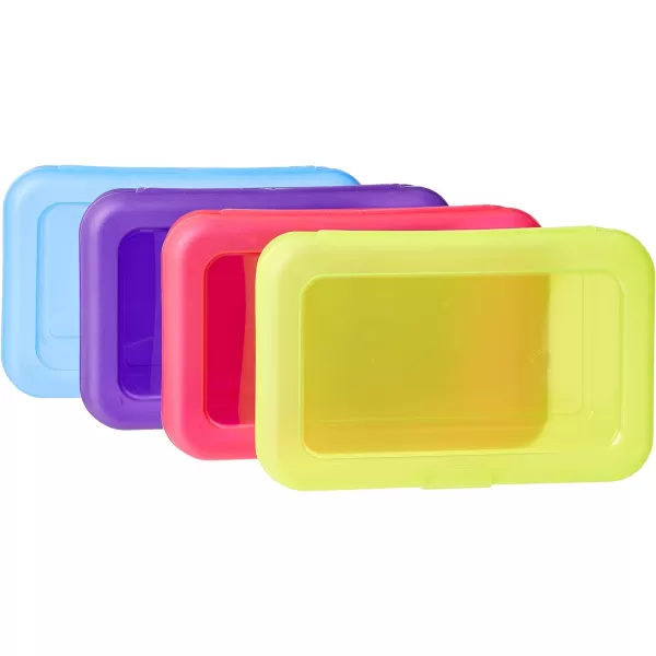 Amazon Basics Pencil Box Pack of 4 Multi SolidAmazon Basics Pencil Box Pack of 4 Multi Solid