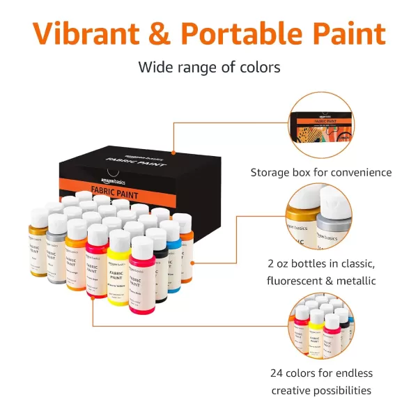 Amazon Basics Permanent Fabric Paint Bottles 24 ColorsAmazon Basics Permanent Fabric Paint Bottles 24 Colors