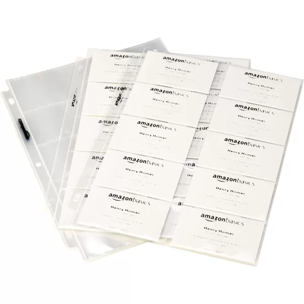 Amazon Basics Plastic Business Card Holder Protector Sleeves for 3Ring Binder Transparent 25PackAmazon Basics Plastic Business Card Holder Protector Sleeves for 3Ring Binder Transparent 25Pack