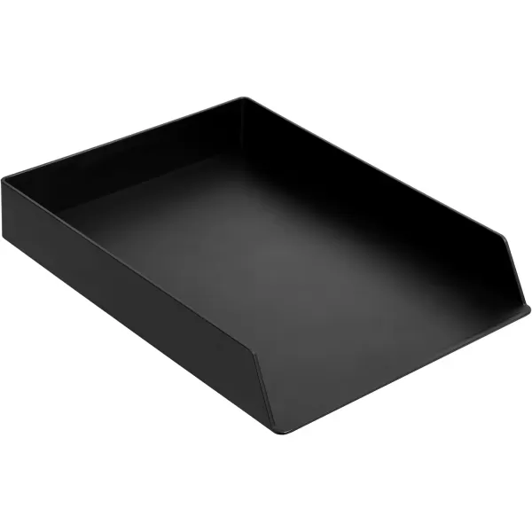 Amazon Basics Plastic Desk Organizer  Magazine Rack Black 2PackLetter Tray Pack of 12