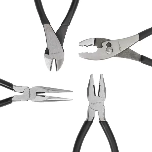 Amazon Basics Plier Tools Set of 4 BlacksilverAmazon Basics Plier Tools Set of 4 Blacksilver