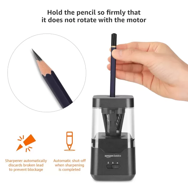 Amazon Basics Portable Electric Pencil Sharpener Helical Blade Auto Stop BatteryUSB Cord Operated Black 354 x 354 x 63 inAmazon Basics Portable Electric Pencil Sharpener Helical Blade Auto Stop BatteryUSB Cord Operated Black 354 x 354 x 63 in