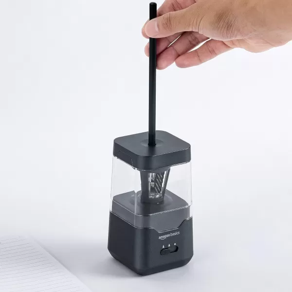 Amazon Basics Portable Electric Pencil Sharpener Helical Blade Auto Stop BatteryUSB Cord Operated Black 354 x 354 x 63 inAmazon Basics Portable Electric Pencil Sharpener Helical Blade Auto Stop BatteryUSB Cord Operated Black 354 x 354 x 63 in