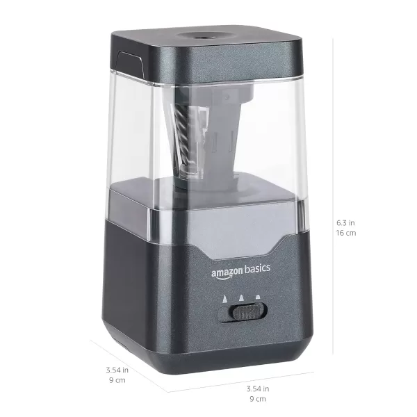 Amazon Basics Portable Electric Pencil Sharpener Helical Blade Auto Stop BatteryUSB Cord Operated Black 354 x 354 x 63 inAmazon Basics Portable Electric Pencil Sharpener Helical Blade Auto Stop BatteryUSB Cord Operated Black 354 x 354 x 63 in