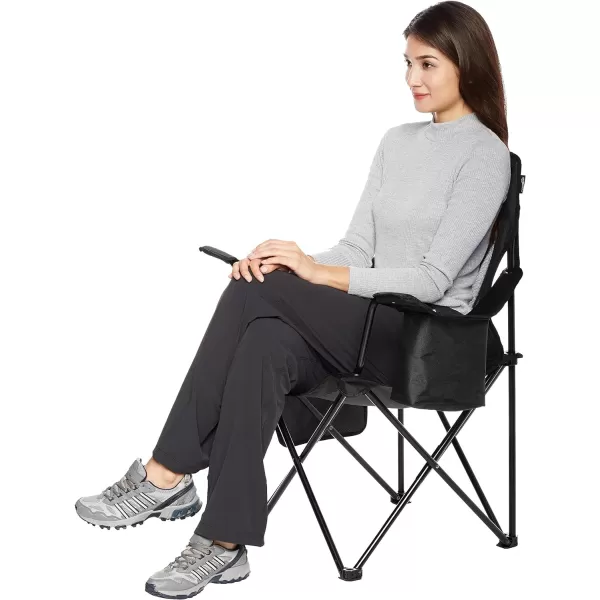 Amazon Basics Portable Folding Camping Chair with 4Can Cooler Side Pocket and Cup Holder with Carrying BagMesh Black
