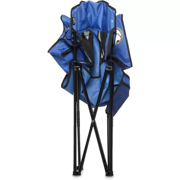 Amazon Basics Portable Folding Camping Chair with 4Can Cooler Side Pocket and Cup Holder with Carrying BagMesh Blue