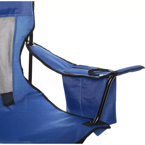 Amazon Basics Portable Folding Camping Chair with 4Can Cooler Side Pocket and Cup Holder with Carrying BagMesh Blue
