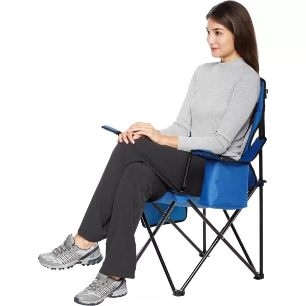 Amazon Basics Portable Folding Camping Chair with 4Can Cooler Side Pocket and Cup Holder with Carrying BagMesh Blue