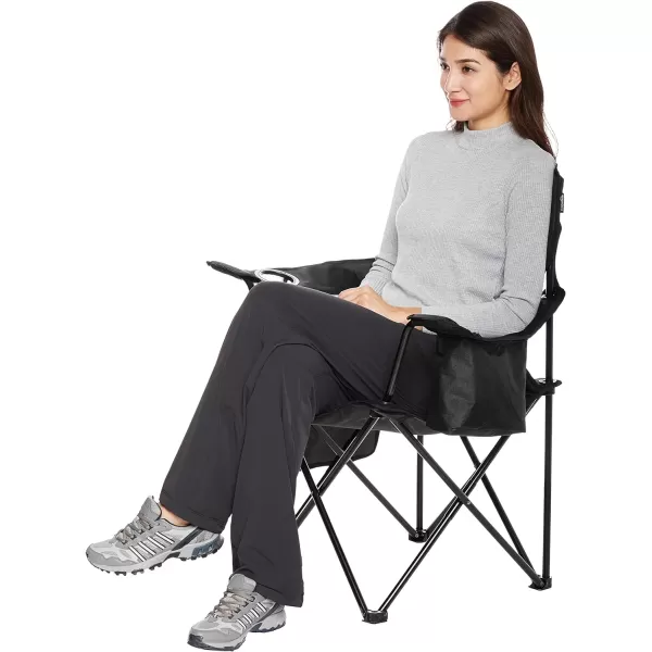 Amazon Basics Portable Folding Camping Chair with 4Can Cooler Side Pocket and Cup Holder with Carrying BagPadded Black