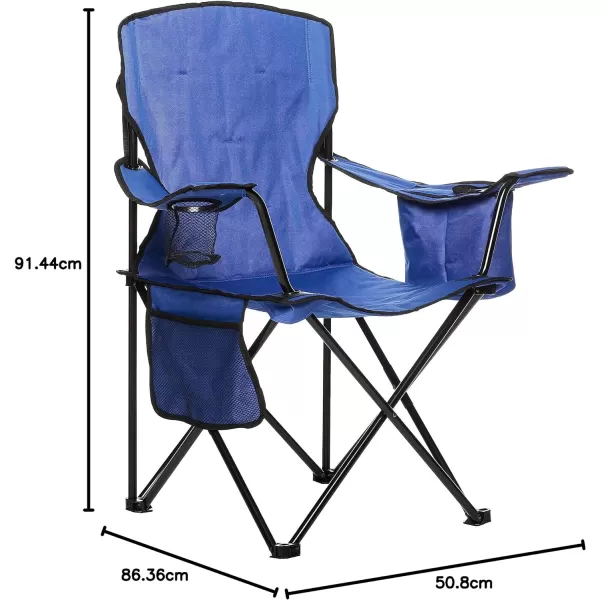 Amazon Basics Portable Folding Camping Chair with 4Can Cooler Side Pocket and Cup Holder with Carrying BagPadded Blue