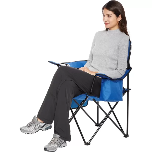 Amazon Basics Portable Folding Camping Chair with 4Can Cooler Side Pocket and Cup Holder with Carrying BagPadded Blue